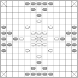 David Parlett published this layout for the 13x13 board.